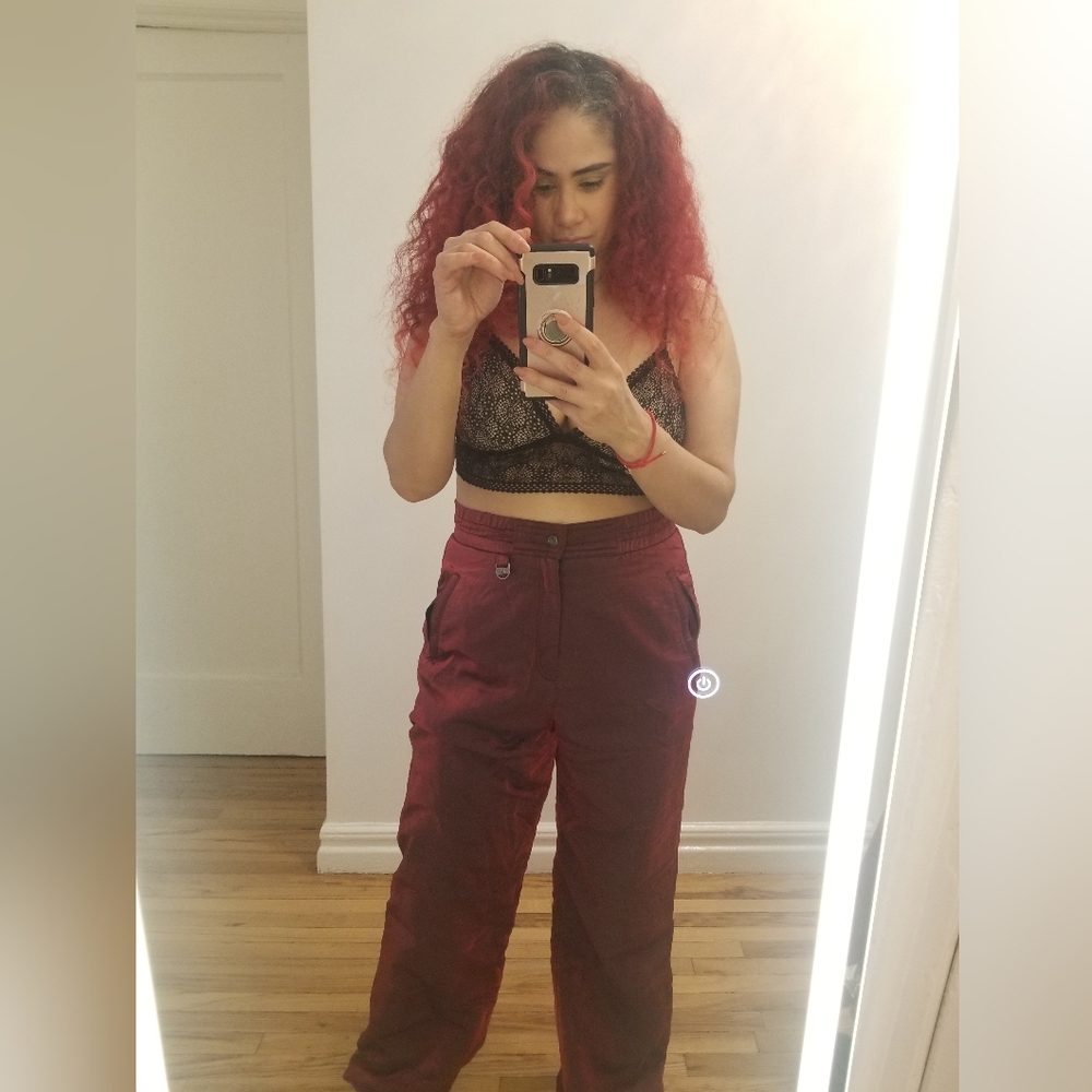 Burgundy High-Waisted Pants